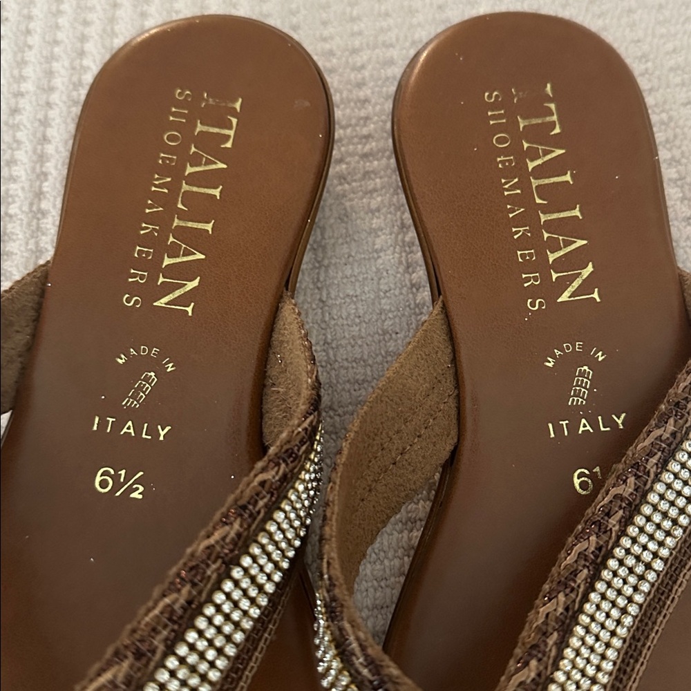 Italian Shoemakers Tan and Brown Sandals 6.5 - Picture 2 of 5